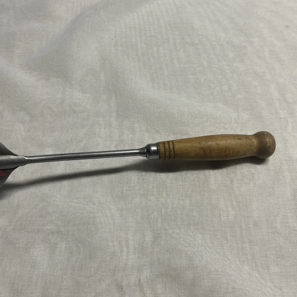 Vintage Genuine Stainless‎ Steel Measuring Spoon Wooden Handle Kitchen Utensil